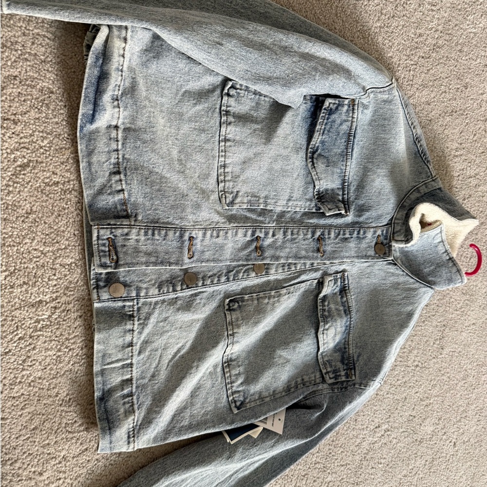 Kensie Blue Denim Jacket with Faux Fur Lining